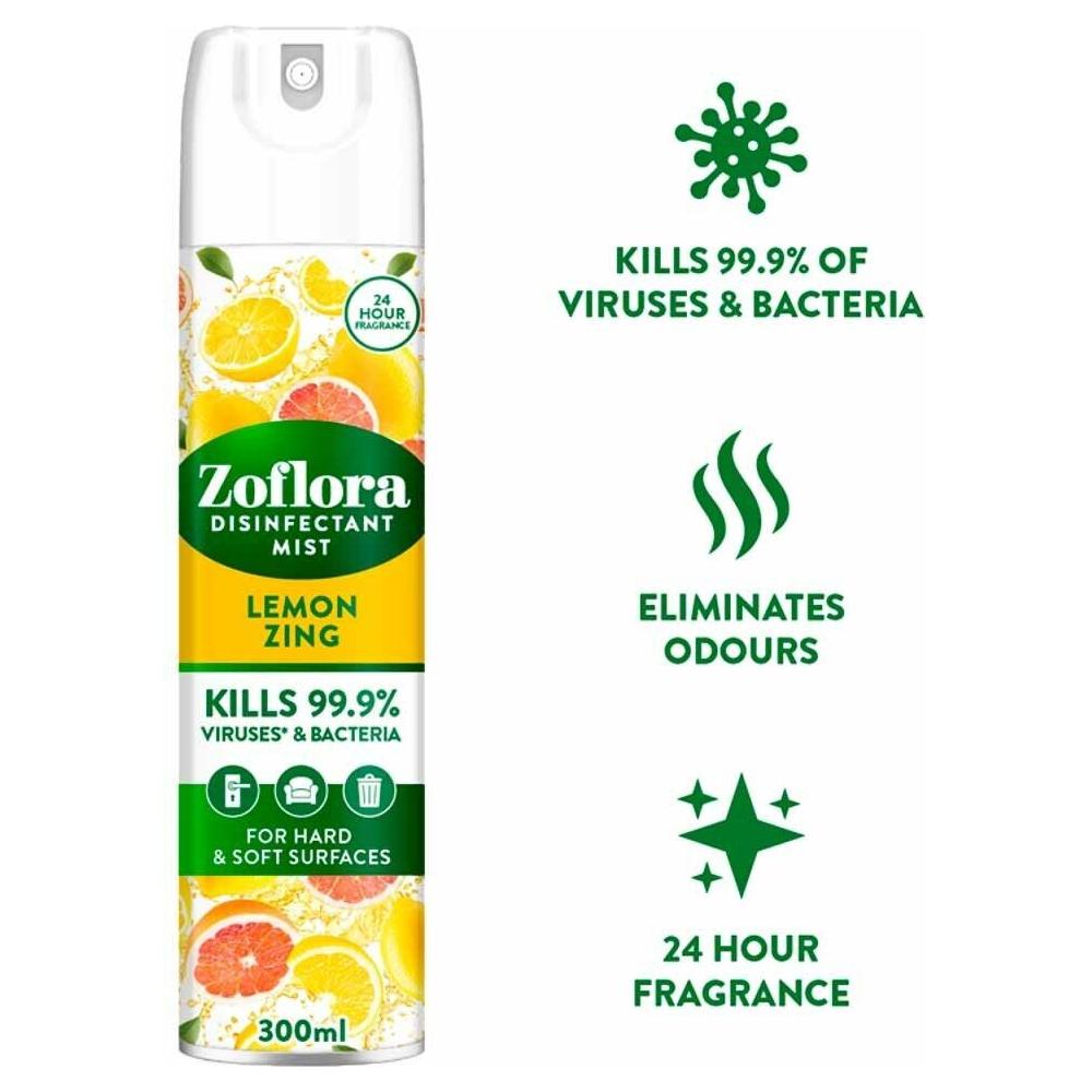 Zoflora Disinfectant Mist Air Spray, Lemon Zing Scent, 300ml