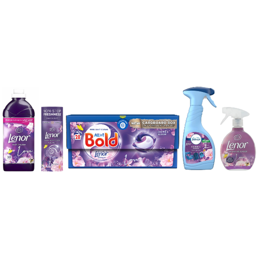 Bold, Febreze & Lenor Laundry Washing & Refreshing Pack, Exotic bloom Bundle Scent, 5 pieces