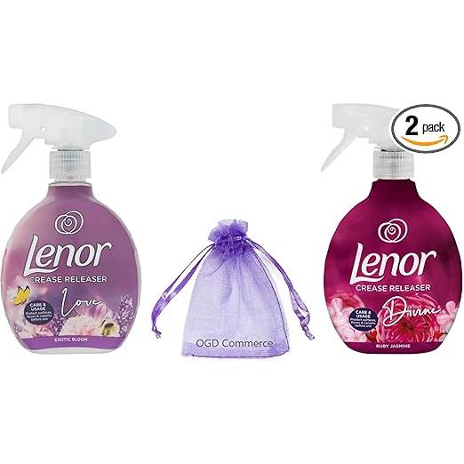 Lenor Crease Releaser Spray, Removes Creases in Fabric, 500ml, Pack of 2 Mix Scent