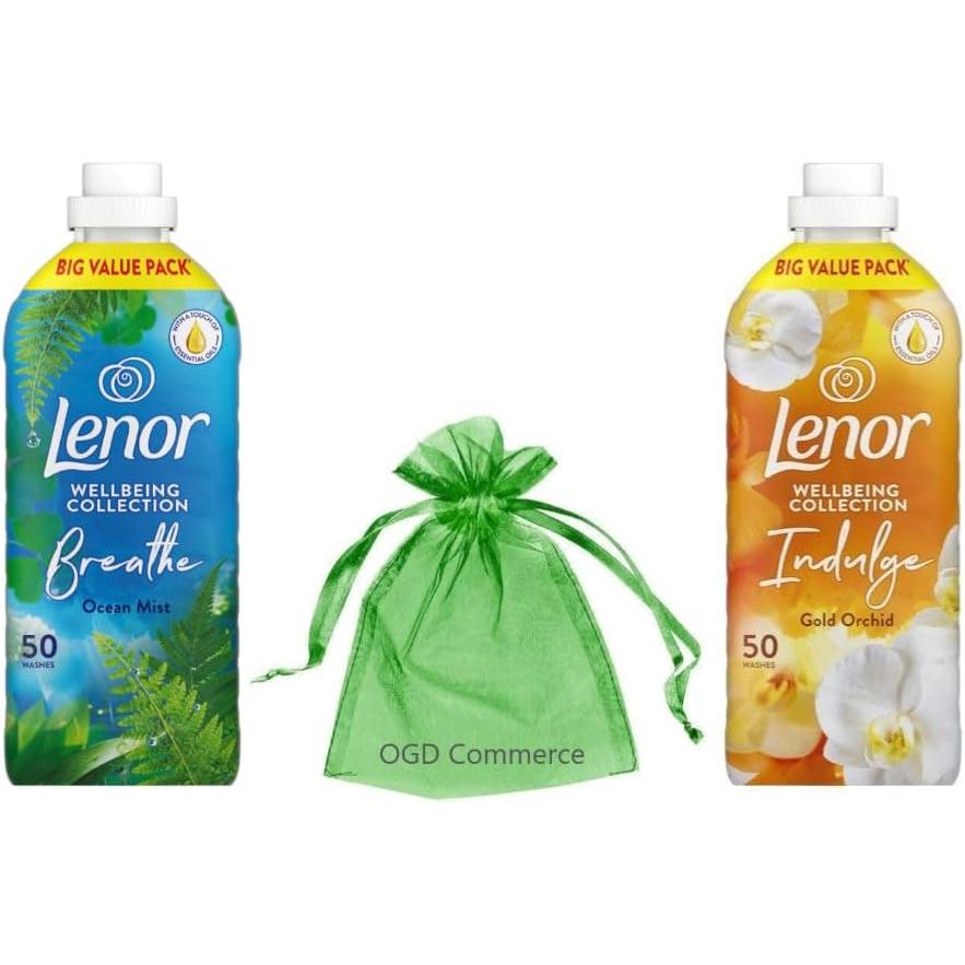 Lenor Fabric Conditioner 50 W,1.65L,Wellbeing Collection, Pack of 2  Mix Scent