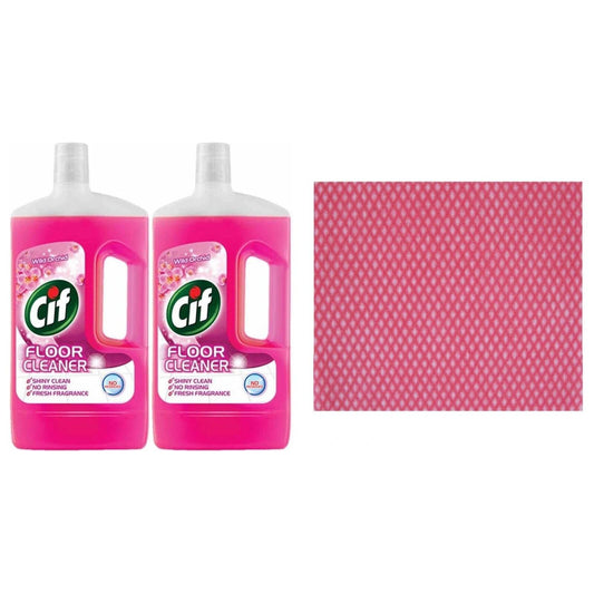 2 x Cif Floor Cleaner Wild Orchid 950ml+Cleaning Cloth