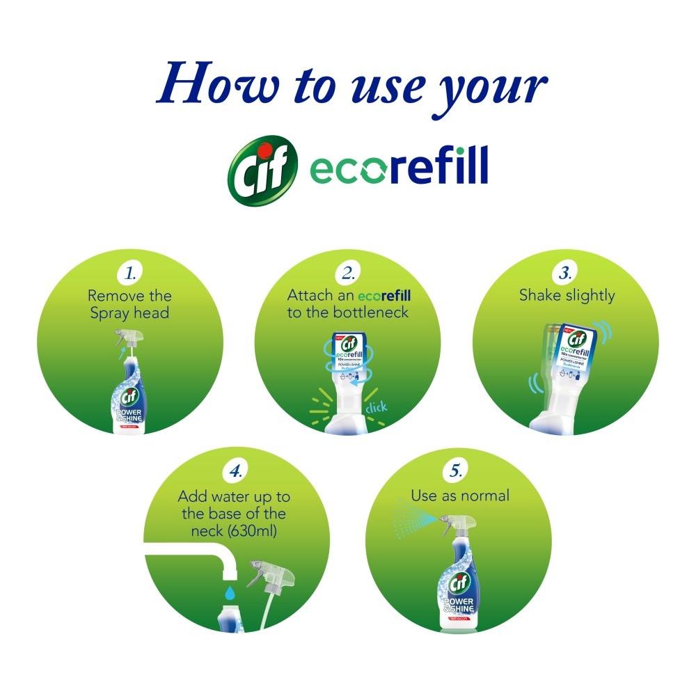 Cif Eco Refill Power & Shine Bathroom, Refill pack for Cleaner Spray, 70ml