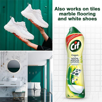 Cif Cleanboost Cream Cleaner for hard surfaces with no damage, 500ml, Lemon scent