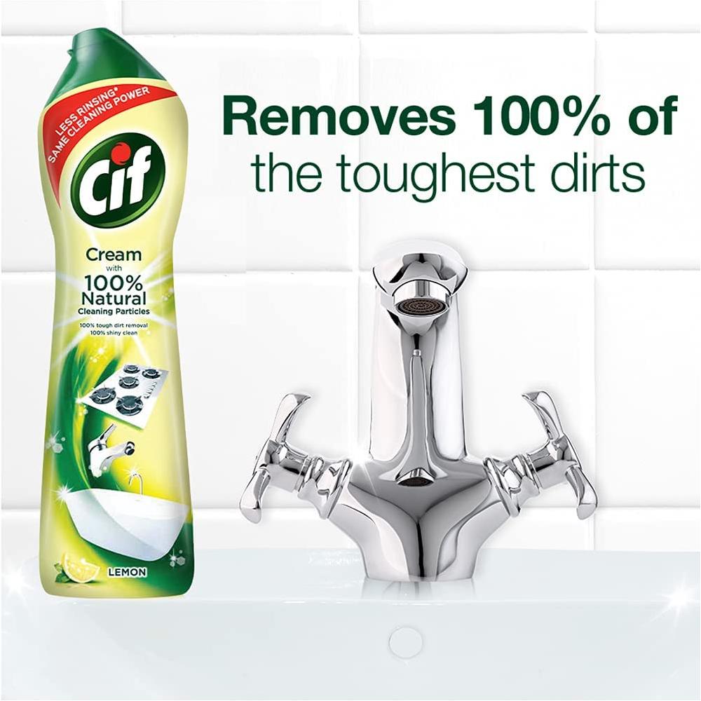 Cif Cleanboost Cream Cleaner for hard surfaces with no damage, 500ml, Lemon scent
