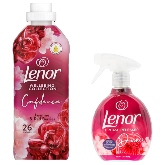Lenor Jasmine & Red Berries Scent: Fabric Conditioner 26 Washes & Crease Releaser Spray