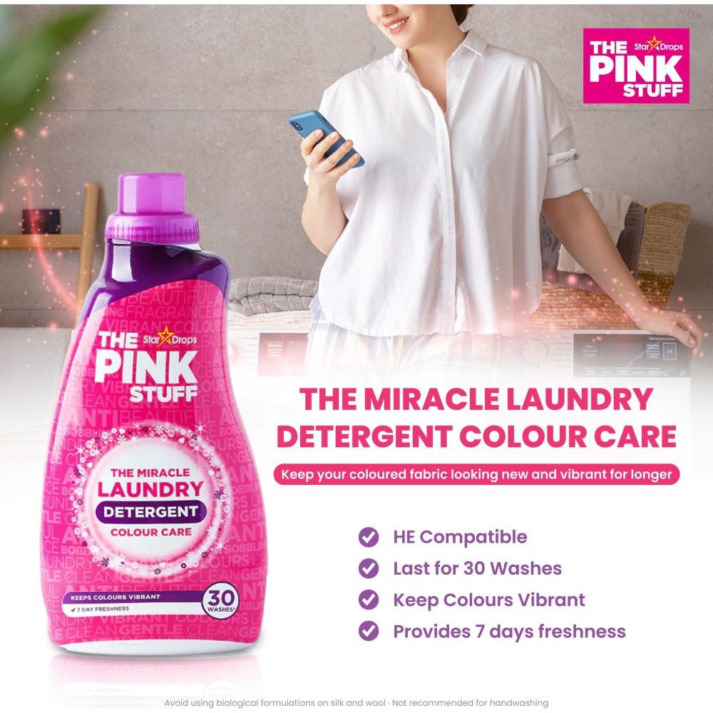 Stardrops The Pink Stuff, The Miracle Laundry Liquid Detergent, 30washes, Colour Care, 960ml