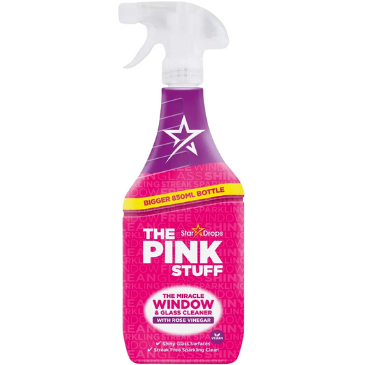 The Pink Stuff, Miracle Window and Glass Cleaner Spray with Rose Vinegar, 850ml