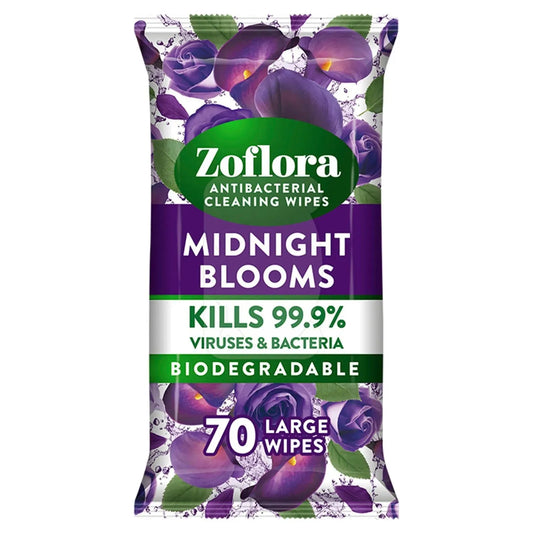 Zoflora Antibacterial Cleaning Wipes, Midnight Blooms, 70 Large wipes