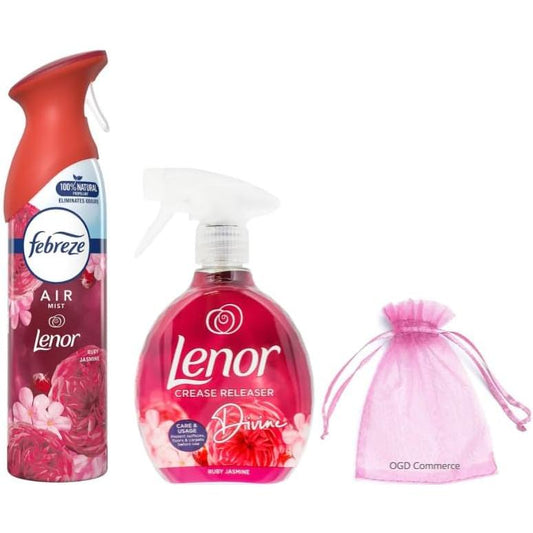 Febreze Air Mist Freshener Spray,300ml+Lenor CreaseSpray,500ml.Ruby Jasmine