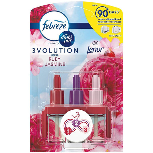 Febreze Ambi Pur 3Volution Air Freshener Plug-in Refills Only, 20ml, Ruby Jasmine Scent