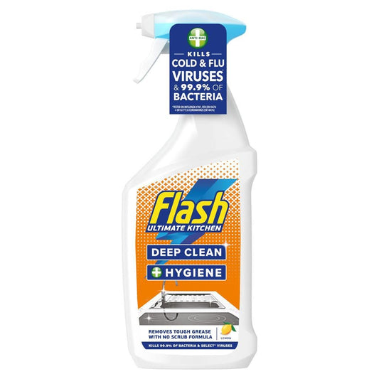 Flash Ultimate Kitchen Deep Hygiene Clean, Antibacterial Cleaning Spray, Lemon Scent, 750ml