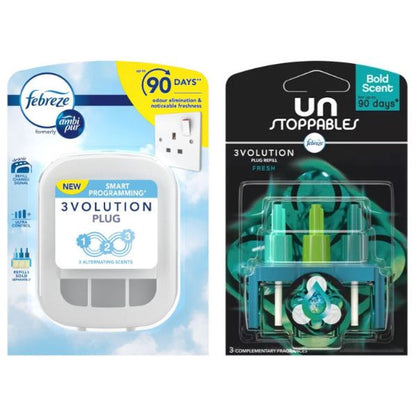 Febreze Unstoppables 3Volution Air Freshener Plug-in Unit Case & Plug in Refills, Spiced Apple Scent