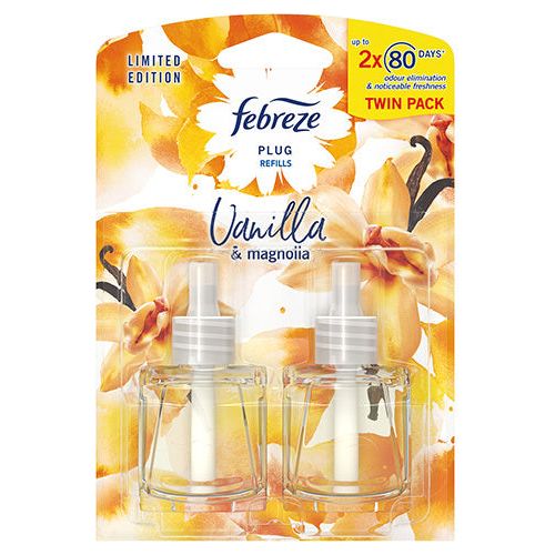 Febreze Ambi Pur Plug, Air Freshener Plug-in Refills Only, Twin Pack, 2 x 20ml, Vanila Magnolia