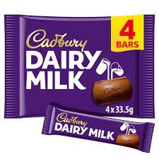 Cadbury Dairy Milk Chocolate Bar 4 Pack-Multipack 134g
