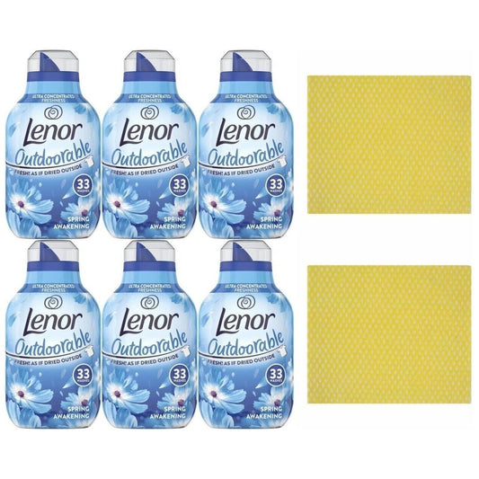 6 x Lenor OutdoorableFabricConditioner462ml 33W,Spring Awakening+Cleaning cloth