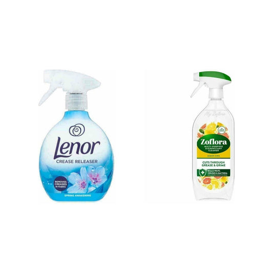 Zoflora Disinfectant Cleaner 800ml Lemon Zing+Lenor Spring Awakenin Crease 500ml