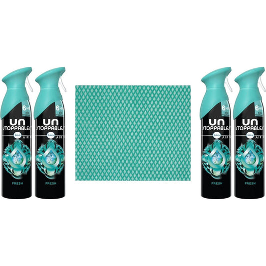 4 x Febreze Unstoppables Air Mist,Freshener Spray,300ml.Fresh