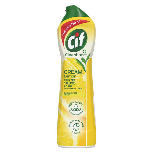 Cif Cleanboost Cream Cleaner for hard surfaces with no damage, 500ml, Lemon scent